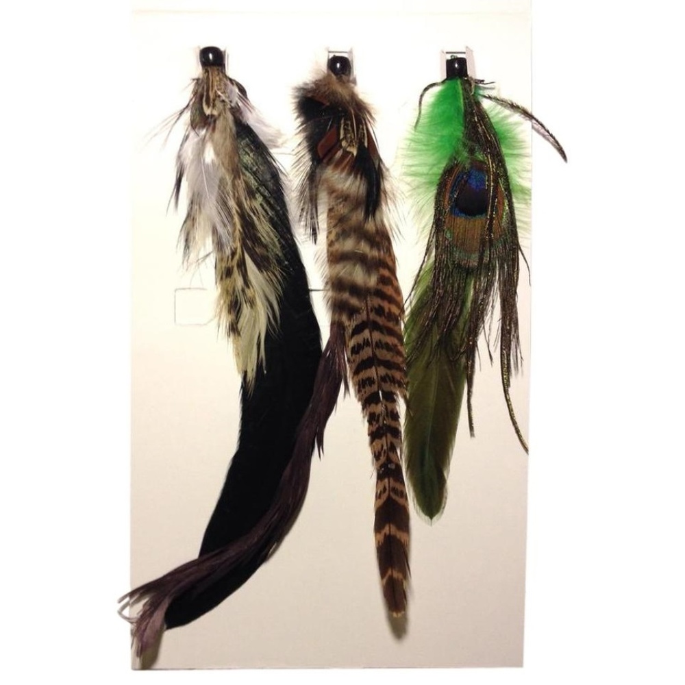 3 Clip On Real Feather Extensions Hair Accessory